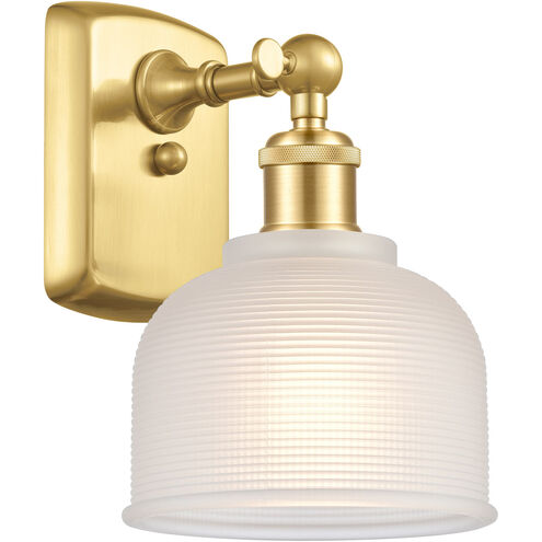 Ballston Dayton LED 6 inch Satin Gold Sconce Wall Light in White Glass, Ballston