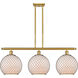 Ballston Large Farmhouse Chicken Wire 3 Light 36 inch Satin Gold Island Light Ceiling Light in Incandescent, White Glass with Black Wire, Ballston
