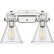 Newton Cone 2 Light 17 inch Polished Nickel Bath Vanity Light Wall Light in Clear Glass