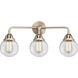 Nouveau 2 Beacon LED 24 inch Antique Copper Bath Vanity Light Wall Light in Clear Glass