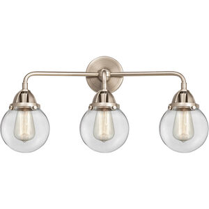 Nouveau 2 Beacon LED 24 inch Antique Copper Bath Vanity Light Wall Light in Clear Glass