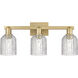 Bridal Veil 3 Light 24 inch Brushed Brass Bath Vanity Light Wall Light in Clear Glass