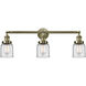 Franklin Restoration Small Bell 3 Light 30 inch Antique Brass Bath Vanity Light Wall Light in Incandescent, Clear Glass, Franklin Restoration