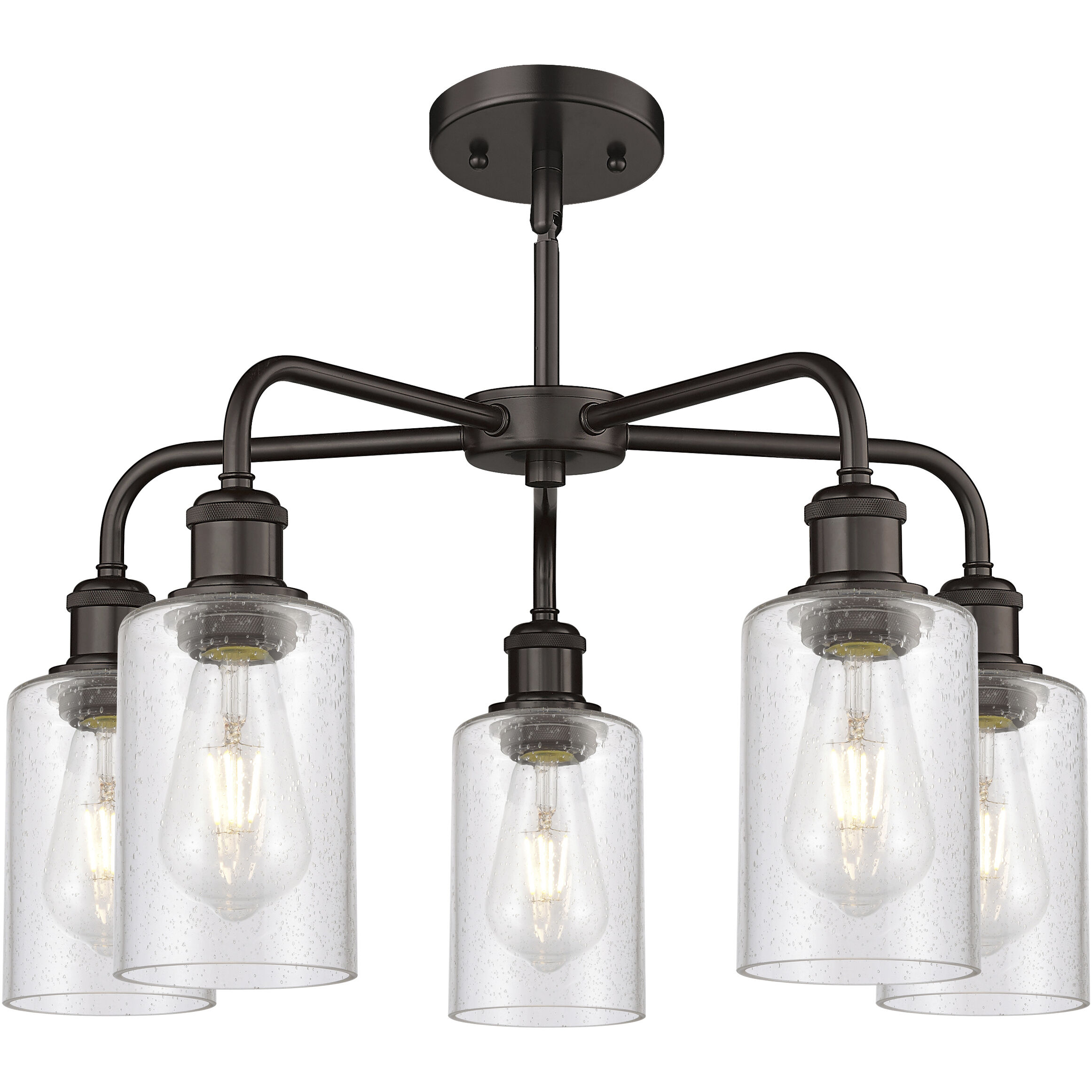 Clymer 5 Light 21.88 inch Oil Rubbed Bronze Chandelier Ceiling Light in Seedy Glass