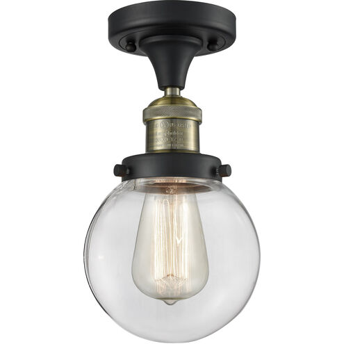 Franklin Restoration XX-Large Beacon LED 12 inch Black Antique Brass Semi-Flush Mount Ceiling Light in Clear Glass, Franklin Restoration