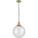 Franklin Restoration Beacon LED 12 inch Satin Gold Mini Pendant Ceiling Light in Seedy, Franklin Restoration