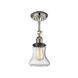 Franklin Restoration Bellmont 1 Light 6.25 inch Polished Nickel/Matte Black Semi-Flush Mount Ceiling Light in Seedy Glass