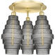 Cascade 3 Light 19.75 inch Satin Gold Flush Mount Ceiling Light in Smoked