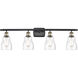 Ballston Ellery 4 Light 36 inch Black Antique Brass Bath Vanity Light Wall Light in Seedy Glass, Ballston