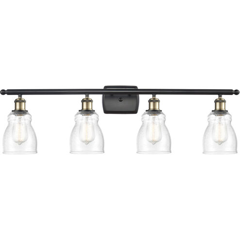 Ballston Ellery 4 Light 36 inch Black Antique Brass Bath Vanity Light Wall Light in Seedy Glass, Ballston