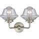 Nouveau Small Oxford LED 15.5 inch Brushed Satin Nickel Bath Vanity Light Wall Light in Seedy Glass, Nouveau
