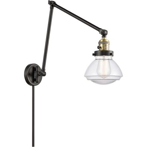 Olean 28 inch 60.00 watt Black Antique Brass Swing Arm Wall Light, Franklin Restoration