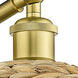Woven Rattan Sconce Wall Light in Satin Gold
