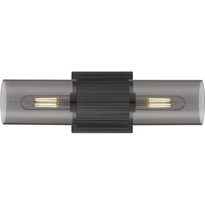 Bolivar 2 Light 4 inch Matte Black Bath Vanity Light Wall Light in Plated Smoke Glass