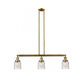 Franklin Restoration Small Bell LED 38 inch Brushed Brass Island Light Ceiling Light in Seedy Glass, Franklin Restoration