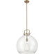 Newton Sphere 1 Light 18 inch Brushed Brass Pendant Ceiling Light in Clear Glass
