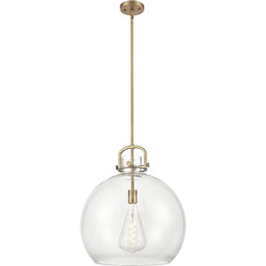 Newton Sphere 1 Light 18 inch Brushed Brass Pendant Ceiling Light in Clear Glass