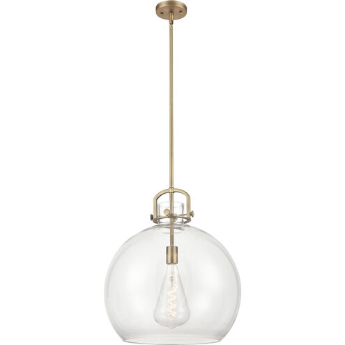 Newton Sphere 1 Light 18 inch Brushed Brass Pendant Ceiling Light in Clear Glass
