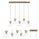 Newton Cone 5 Light 39.75 inch Brushed Brass Linear Pendant Ceiling Light in Clear Glass