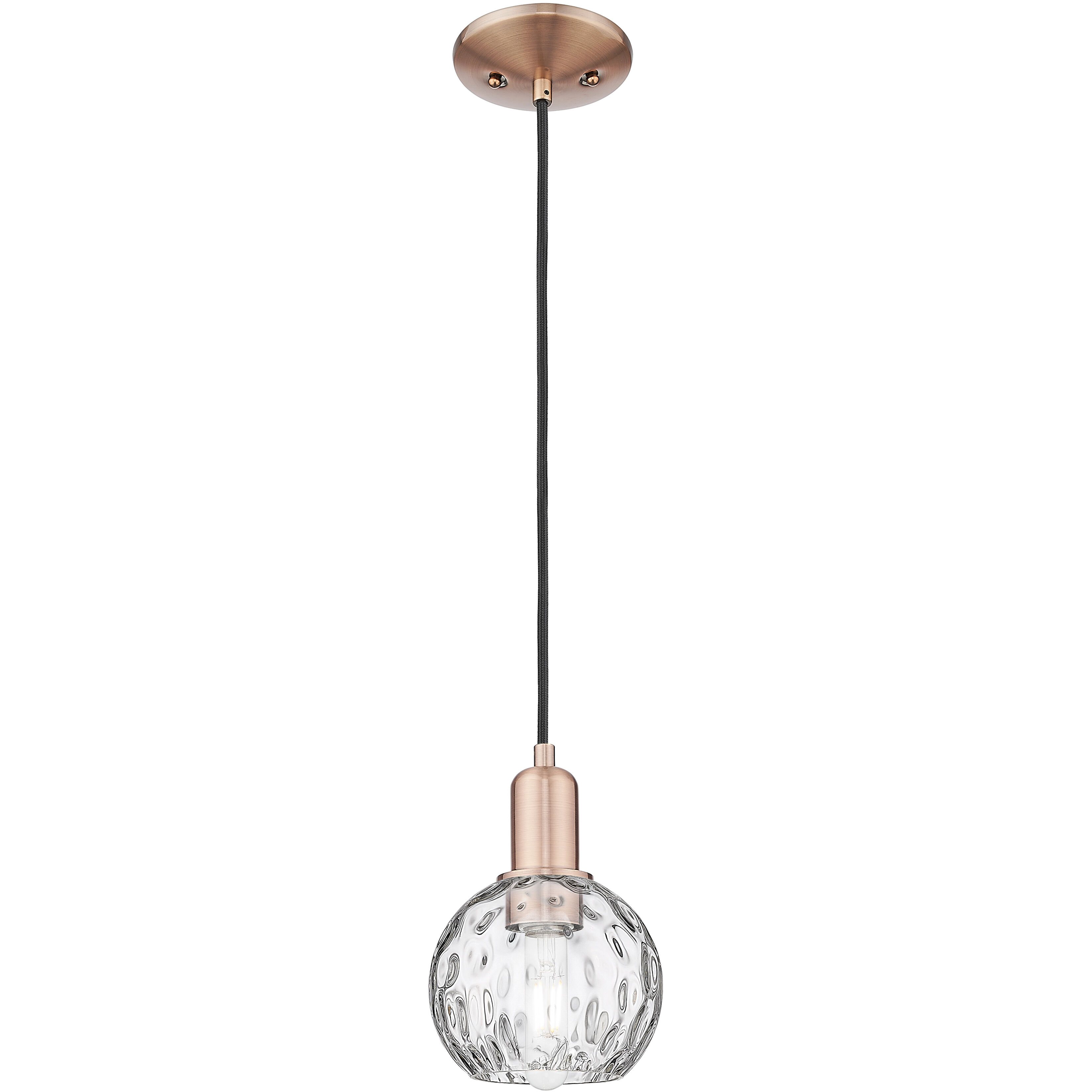Arcadia Athens Water Glass 1 Light 6 inch Antique Copper Mini Pendant Ceiling Light