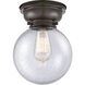 Aditi Large Beacon LED 8 inch Oil Rubbed Bronze Flush Mount Ceiling Light in Seedy Glass, Aditi