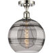 Edison Rochester 1 Light 10 inch Polished Nickel Semi-Flush Mount Ceiling Light in Light Smoke Glass