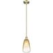 Edison Brookhaven Almond 1 Light 6 inch Antique Brass Mini Pendant Ceiling Light in Amber Glass