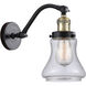 Franklin Restoration Bellmont LED 7 inch Black Antique Brass Sconce Wall Light in Seedy Glass, Franklin Restoration