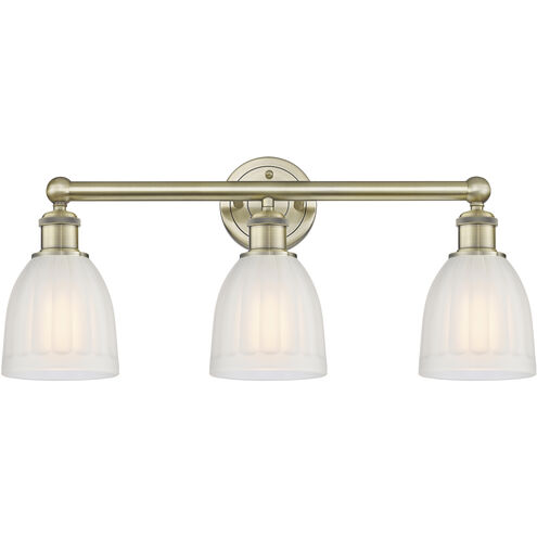Brookfield 3 Light 23.75 inch Antique Brass and White Bath Vanity Light Wall Light