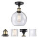 Ballston Athens 1 Light 8 inch Black Antique Brass Semi-Flush Mount Ceiling Light in Seedy Glass, Ballston