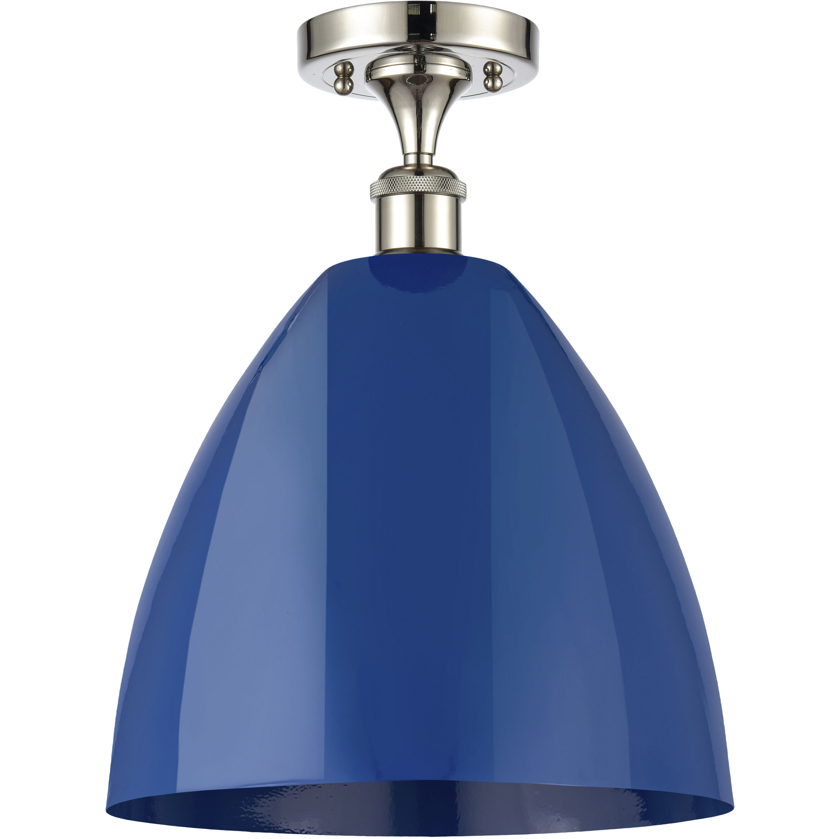 Ballston Plymouth Dome LED 12 inch Polished Nickel Semi-Flush Mount Ceiling Light in Matte Blue
