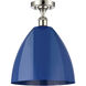 Ballston Plymouth Dome LED 12 inch Polished Nickel Semi-Flush Mount Ceiling Light in Matte Blue