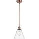 Ballston Cone LED 8 inch Antique Copper Mini Pendant Ceiling Light in Clear Glass