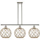 Ballston Large Farmhouse Rope 3 Light 36 inch Polished Nickel Island Light Ceiling Light in Clear Glass with Brown Rope, Ballston