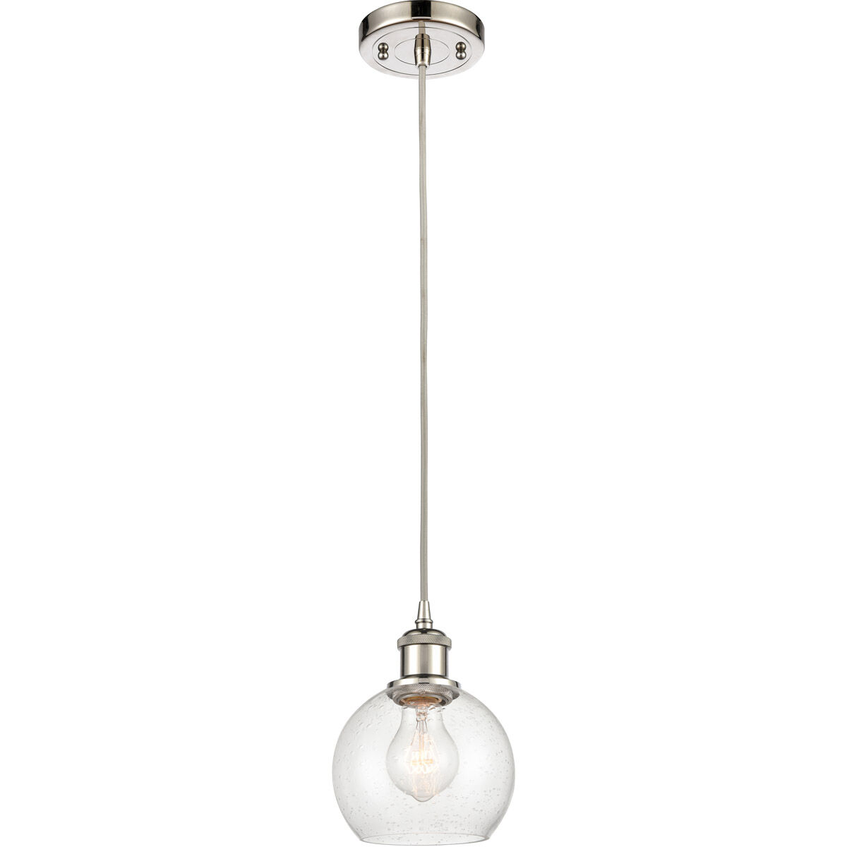Ballston Athens LED 6 inch Polished Nickel Mini Pendant Ceiling Light in Seedy Glass, Silver