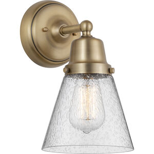 Aditi Cone 1 Light 6 inch Brushed Brass Sconce Wall Light in Seedy Glass