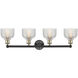 Dayton 4 Light 32.5 inch Black Antique Brass Bath Vanity Light Wall Light in Clear