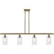Ballston Clymer LED 48 inch Antique Brass Island Light Ceiling Light in Clear Glass, Ballston