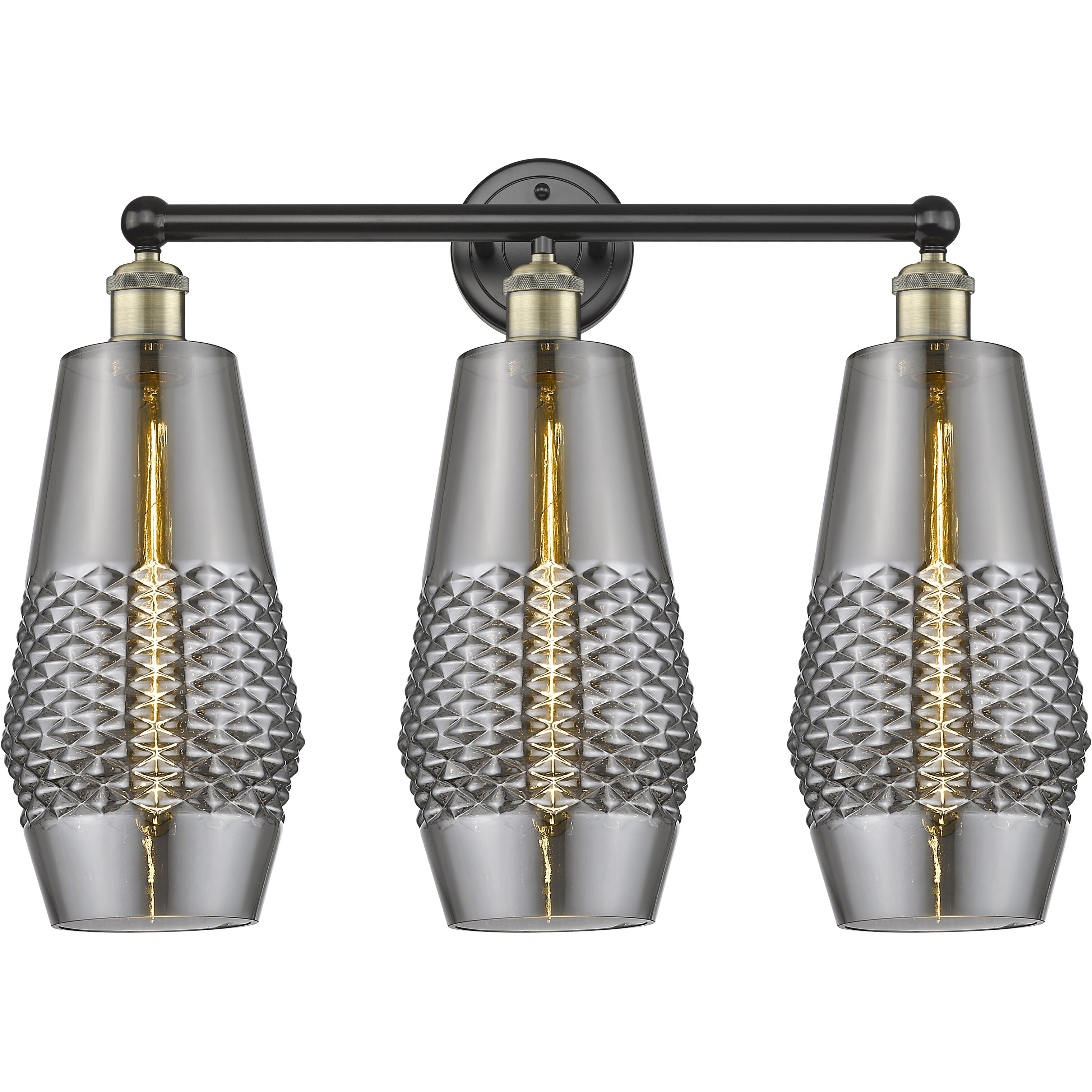 Windham 3 Light 25 inch Black Antique Brass Bath Vanity Light Wall Light