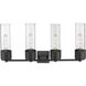 Bolivar 4 Light 31 inch Matte Black Bath Vanity Light Wall Light in Clear Glass