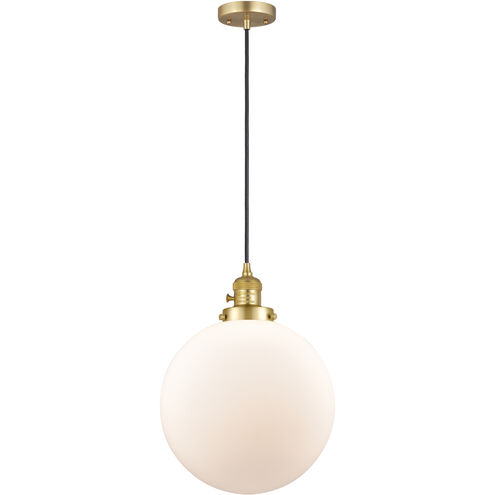 Franklin Restoration Beacon 1 Light 12 inch Satin Gold Mini Pendant Ceiling Light in Incandescent, Matte White