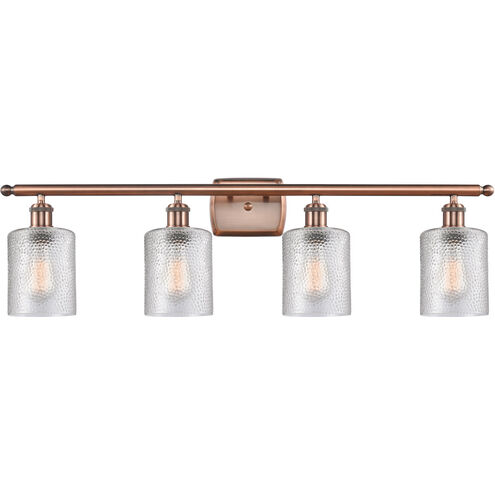 Ballston Cobbleskill 4 Light 36 inch Antique Copper Bath Vanity Light Wall Light in Clear Glass, Ballston