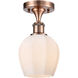 Ballston Norfolk 1 Light 6 inch Antique Copper Semi-Flush Mount Ceiling Light in Matte White Glass