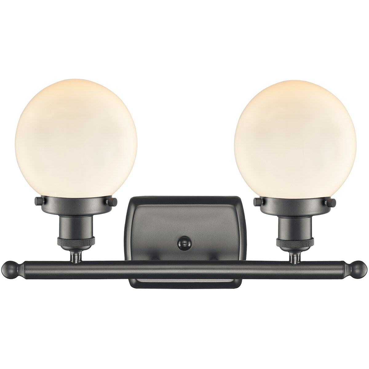 Ballston Beacon 2 Light 16 inch Oil Rubbed Bronze Bath Vanity Light Wall Light in Matte White Glass, Ballston