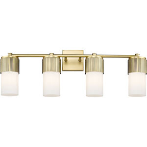 Bolivar 4 Light 31 inch Brushed Brass Bath Vanity Light Wall Light in Matte White Glass