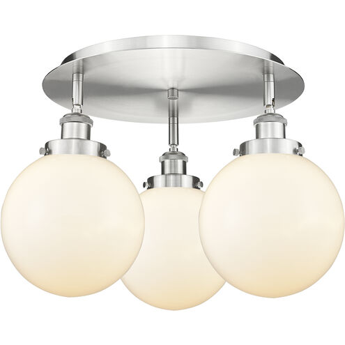 Canton 3 Light 19.75 inch Satin Nickel Flush Mount Ceiling Light in Matte White