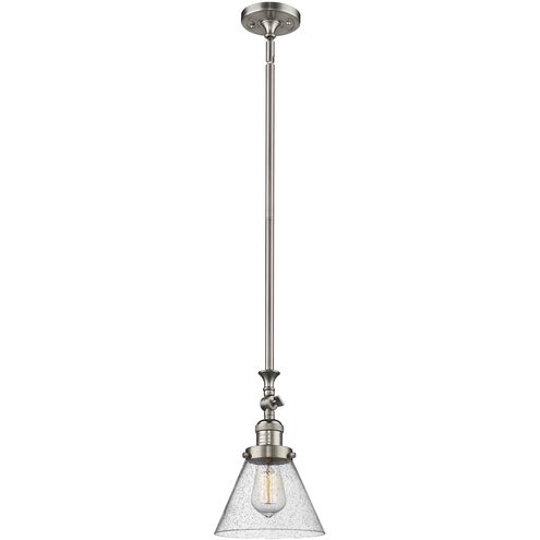 Franklin Restoration Cone 1 Light 8 inch Brushed Satin Nickel Mini Pendant Ceiling Light in Incandescent, Seedy, Franklin Restoration