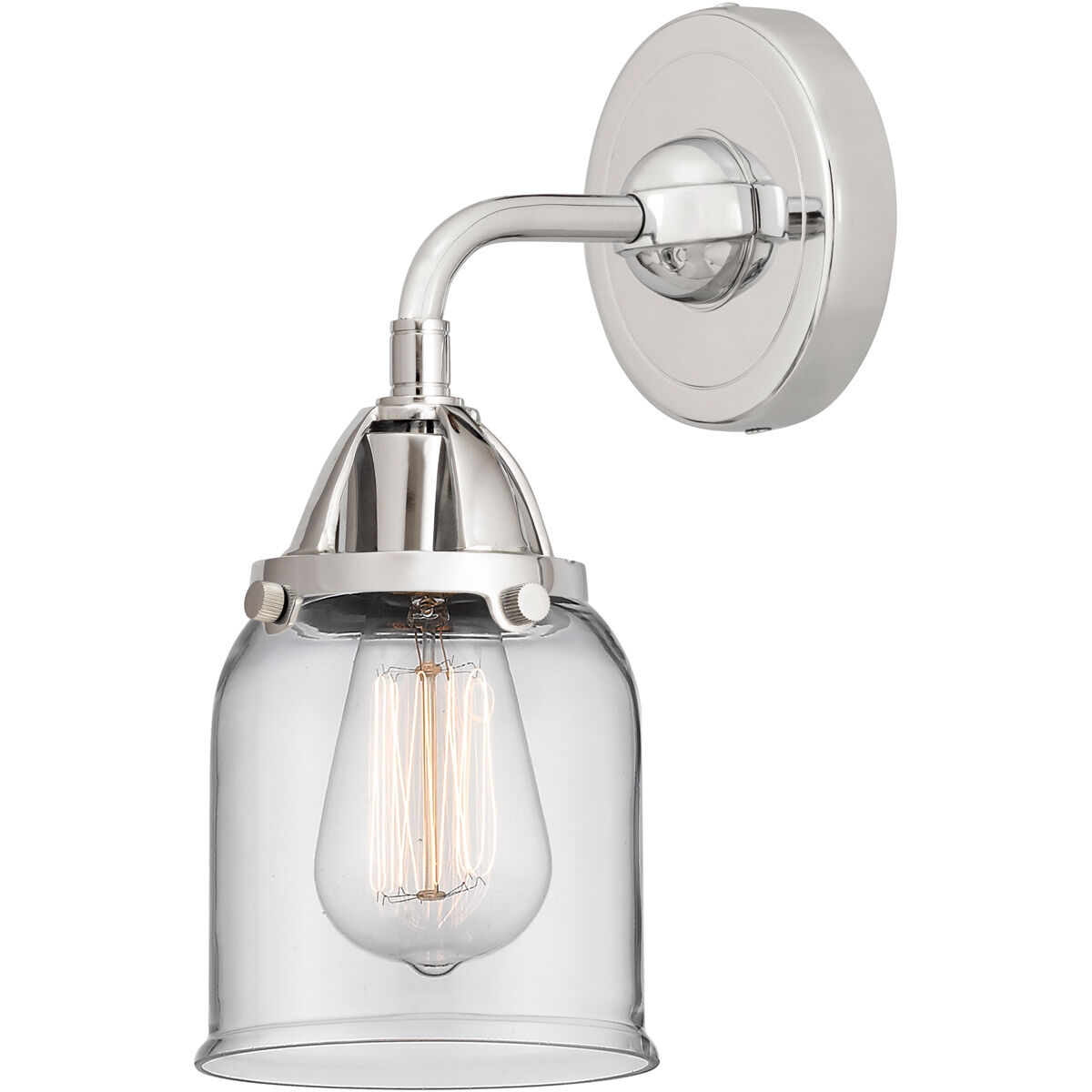 Nouveau 2 Small Bell 1 Light 5 inch Polished Chrome Sconce Wall Light in Clear Glass