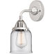 Nouveau 2 Small Bell 1 Light 5 inch Polished Chrome Sconce Wall Light in Clear Glass