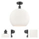 Edison Athens 1 Light 13.75 inch Matte Black Semi-Flush Mount Ceiling Light in Matte White Glass